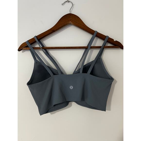 Lululemon Like a Cloud Strappy Longline Ribbed Bra Light Support B/C Cup Gray 8 - Picture 6 of 9